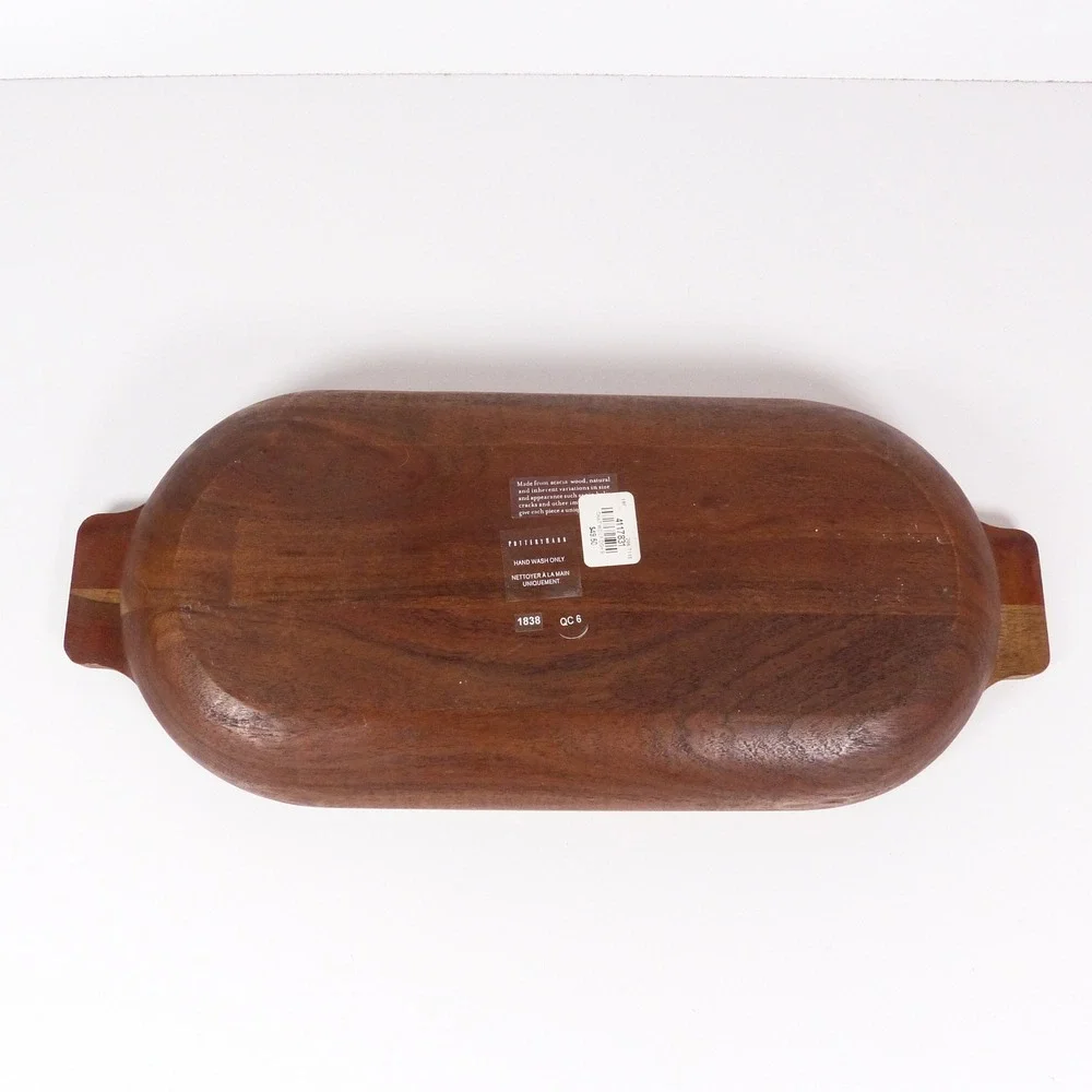 Pottery Barn Chateau Handcrafted Acacia Wood Dough Bowl Serving Tray Platter